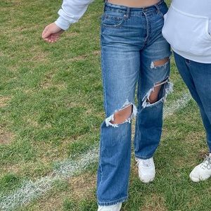 Aeropostale ripped dark wash baggy mom jean